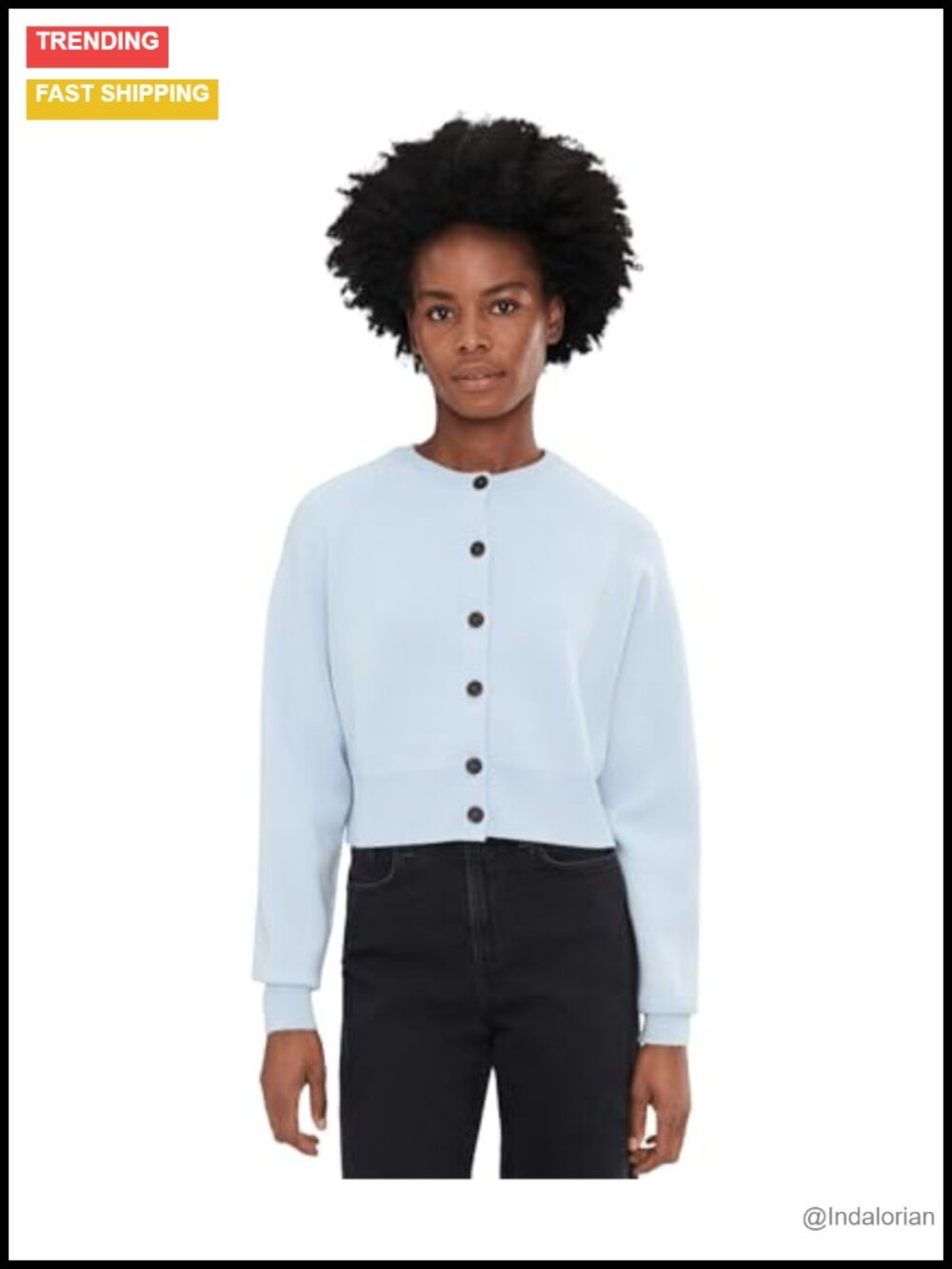 Cropped Merino Wool Cardigan Women's Button Long Sleeve Knit Sweater